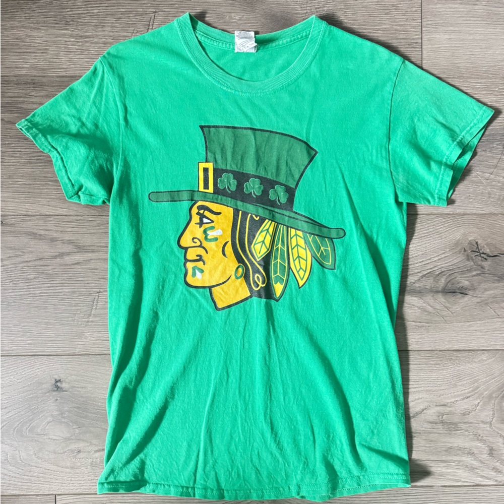 Green St. Patrick’s Day Black Hawks Graphic T-Shirt